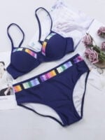 Colorblock print bikini swimsuit