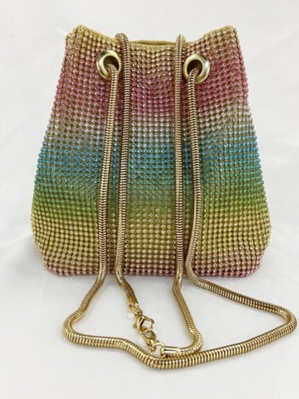 Colorful Rhinestone Gradient Bucket Bag-Wholesale