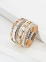 Colorful woven multilayer leather bracelet