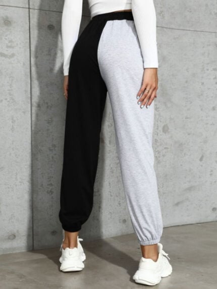 Contrast Color Slant Pocket Sport Pants