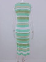 Wholesale Contrast Stripe Sleeveless Knit Dress