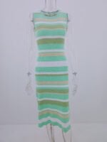 Wholesale Contrast Stripe Sleeveless Knit Dress