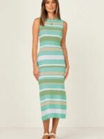 Wholesale Contrast Stripe Sleeveless Knit Dress