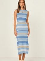 Wholesale Contrast Stripe Sleeveless Knit Dress