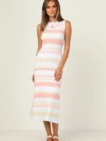 Wholesale Contrast Stripe Sleeveless Knit Dress