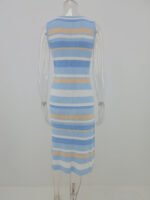 Wholesale Contrast Stripe Sleeveless Knit Dress