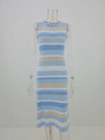 Wholesale Contrast Stripe Sleeveless Knit Dress