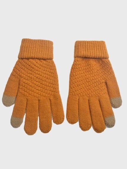 Contrast colour warm knitted gloves