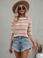 Wholesale Contrast-paneled cut-out knit top