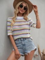 Wholesale Contrast-paneled cut-out knit top