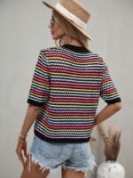 Wholesale Contrast-paneled cut-out knit top