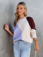 Contrasting Color Panel Fashion Sweater