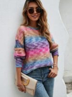 Contrasting Color Pullover Sweater