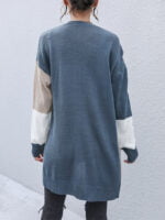 Contrasting mid-length knitted cardigan