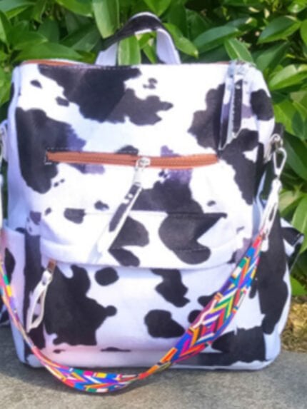 Cow Print Fluffy Backpack