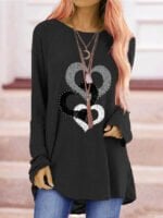 Creative Heart Print Long Sleeve T-Shirt-Wholesale