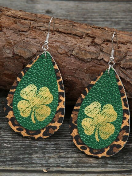 Creative Lucky Shamrock Print Earrings