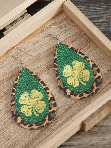 Creative Lucky Shamrock Print Earrings