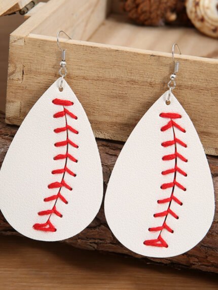 Creative baseball embroidered earrings