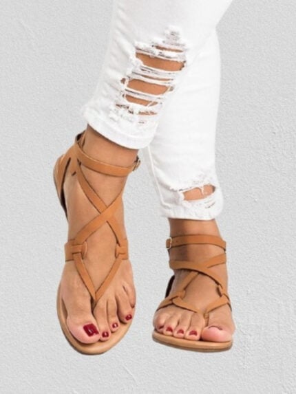 Cross strap thong sandals