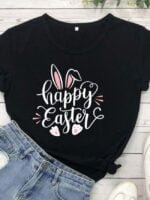 Cute Rabbit Print Ears Short Sleeve T-Shirt