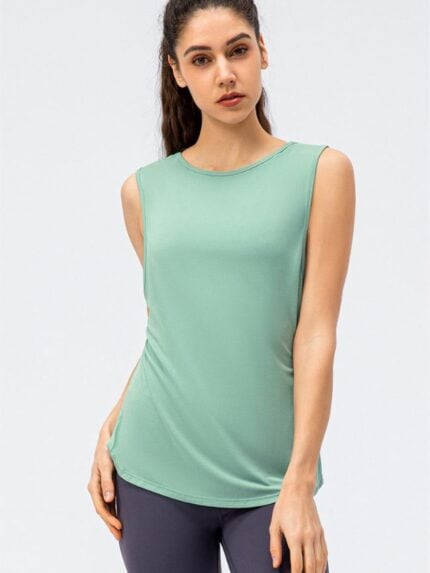 Wholesale Cutout Slit Sleeveless Yoga Top