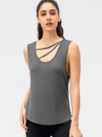 Wholesale Cutout Slit Sleeveless Yoga Top