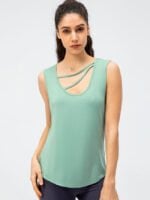 Wholesale Cutout Slit Sleeveless Yoga Top