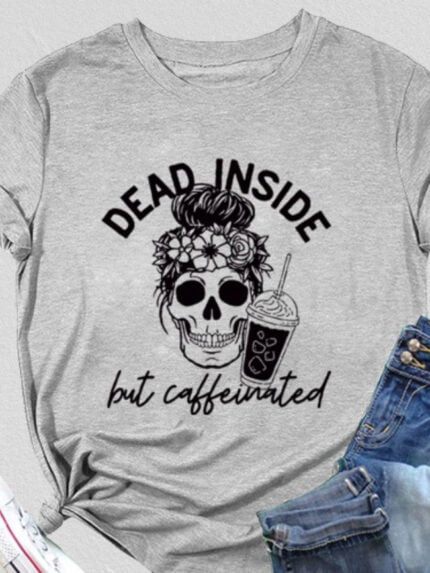 DEAD INSIDE Printed Short Sleeve T-Shirt