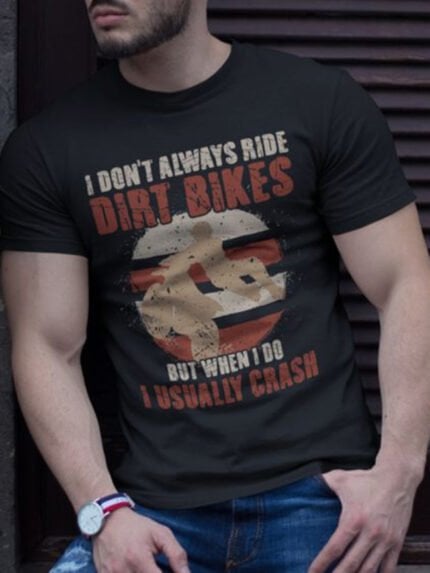 DIRT BIKES Letter Print Short Sleeve T-Shirt