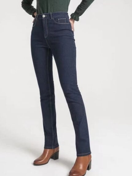 Dark blue high-rise hip jeans