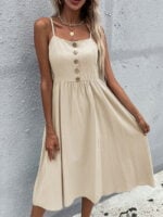 Decorative button strap dress