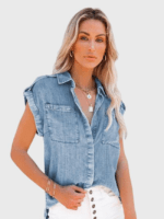 Denim Pocket Sleeveless Shirt