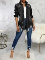 Distressed Ripped Single-breasted Denim Jackets