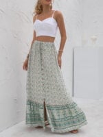 Ditsy Floral Printed Buttoned Slit Skirt