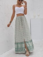 Ditsy Floral Printed Buttoned Slit Skirt