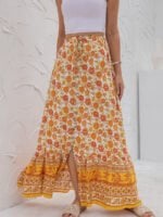 Ditsy Floral Printed Buttoned Slit Skirt