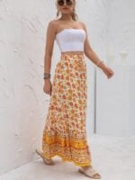 Ditsy Floral Printed Buttoned Slit Skirt