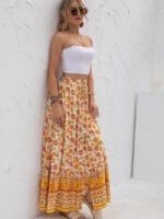 Ditsy Floral Printed Buttoned Slit Skirt