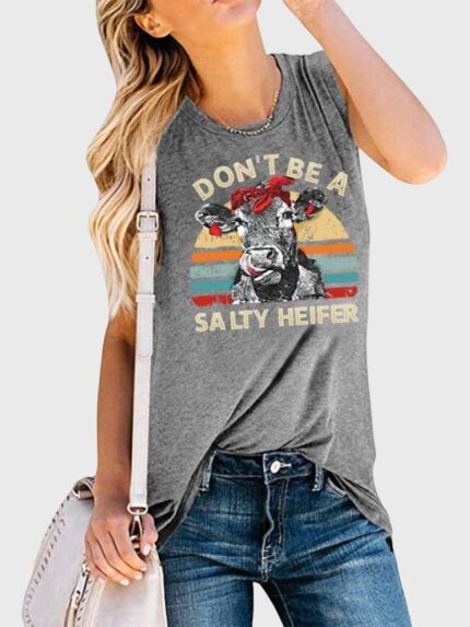 Don’t be a salty heifer bullhead print tank top