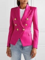 Double Breasted Lapel Collar Flap Detail Blazer