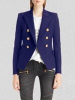 Double Breasted Lapel Collar Flap Detail Blazer