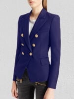 Double Breasted Lapel Collar Flap Detail Blazer