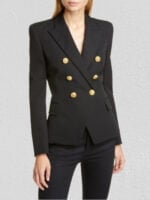 Double Breasted Lapel Collar Flap Detail Blazer