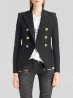 Double Breasted Lapel Collar Flap Detail Blazer