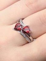 Wholesale Double Heart Zircon Ring