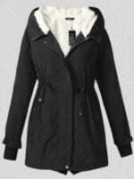 Drawstring Hooded Fleece Winter Coat