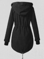 Drawstring Hooded Fleece Winter Coat