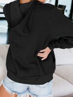 Drawstring Zipper Hooded Sweatshirt Jacket