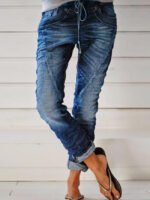 Casual Drawstring Elastic Waist Jeans